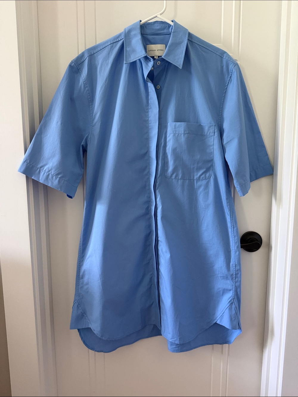 Loulou Studio Light Blue Short-Sleeve Button-Up Shirt Dress